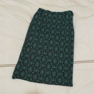 Teal Brocade Pattern Vintage Pencil Skirt